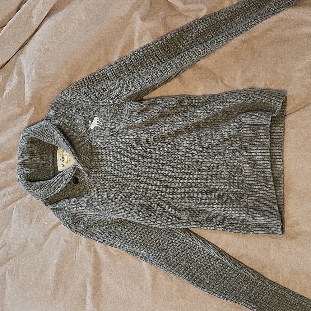 Abercrombie & Fitch Gray Cowl Neck Ribbed Sweater Mens Size XL